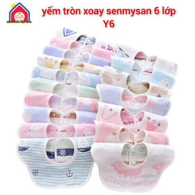 Yếm ăn dặm yến dãi tròn xoay 360 6 lớp 100% cotton nhiều họa tiết cho bé