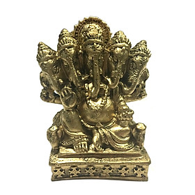 Tượng đá thần voi ganesha 5 đầu - màu nhũ vàng