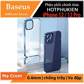 Ốp lưng viền màu mạ crom cho iPhone 12 / iPhone 12 Pro (6.1 inch) Hiệu Baseus mỏng 0.6mm, chống va đập, gờ bảo vệ Camera, Mạ Crom sang trọng - hàng nhập khẩu