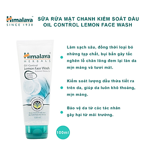 [HSD: 31/8/2024] Sữa rửa mặt chanh mật ong kiểm soát dầu thừa và làm sạch da Himalaya Oil Control Lemon Face Wash 100ml