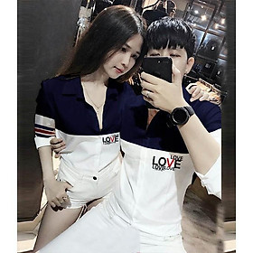 Hình ảnh Áo Sơ Mi Cặp Đôi Chữ Love Cao Cấp