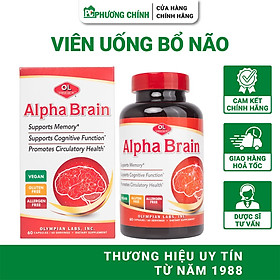 Viên Uống Bổ Não Olympian Labs Alpha Brain Hỗ Trợ Cải Thiện Trí Nhớ, Tăng Tuần Hoàn Máu Não 60 Viên/Hộp