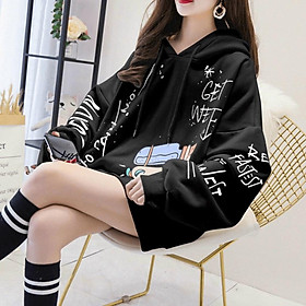 ÁO NỈ HOODIE NỮ CHẤT NỈ NGOẠi From rộng In hình dễ thương siêu cute TP896