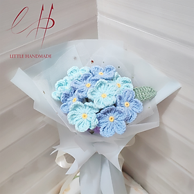 Mua  Ảnh thật - Có sẵn  Bó hoa lưu ly xanh nhạt và xanh đậm 10 bông bằng len handmade