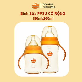 Bình sữa Cổ Rộng PPSU Wesser 180ml/260ml