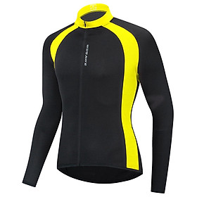 Áo đi xe đạp dài tay dành cho nam nữ làm bằng vải Polyester nhanh khô thoáng khí thoát ẩm-Màu vàng-Size N