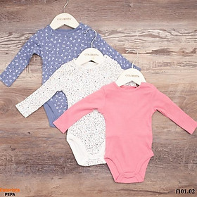 Set 3 body chip dài tay xanh trắng hồng