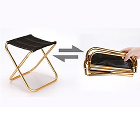 Ghế gấp gọn mini di động đi cầu, đi phượt bằng kim loại chắc chắn dễ sử dụng (Tặng đèn pin mini bóp tay-giao màu ngẫu nhiên)