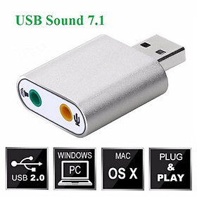 Đầu USB Sound 7.1 card âm thanh 3D vỏ nhôm cao cấp