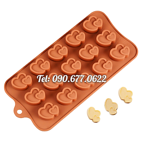 Mua Khuôn silicone làm rau câu  socola 15 hình tim lớn kèm tim nhỏ – Mã số 1468