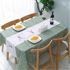 Khăn trải bàn PEVA cao cấp Xanh tuần lộc   không thấm nước, chống thấm dầu siêu tiện ích - trang trí nội thất