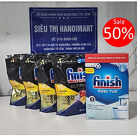 Combo viên rửa bát Finish quantum ultimate 100V + 1.5kg muối rửa bát finish chuyên dùng cho máy rửa bát