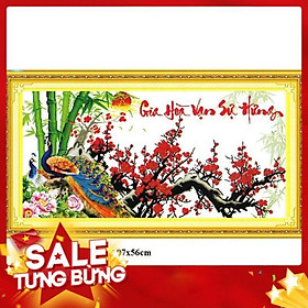 Mua Tranh thêu chữ thập chim công 552900 107x56cm