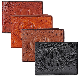 Ví nam Huy Hoàng da cá sấu gù đầu màu đen, nâu đỏ, vàng bò, nâu đất HT2213-14-15-49