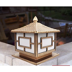 Mua Đèn trụ cổng màu vàng đồng ngoài trời hiện đại DTTP05