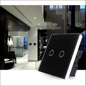 2 Pcs 1-Gang Luxury Glass Panel Touch LED Light Lamp Switches UK Standard