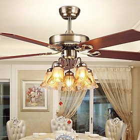 Mua Quạt trần đèn chùm 5 cánh gỗ