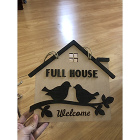 Mua Tranh gỗ  bảng gỗ hình ngôi nhà chữ full house đôi chim xinh tặng móc dán