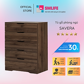 Tủ phòng ngủ gỗ hiện đại SMLIFE Savera | Gỗ MDF dày 17mm chống ẩm | D80xR48xC110cm