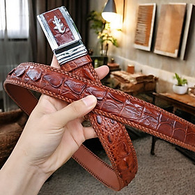 Dây Nịt Nam Cá Sấu Liền Nguyên Tấm Bản Rộng 4cm. Dây Được Đan Viền Thủ Công Rất Đẹp