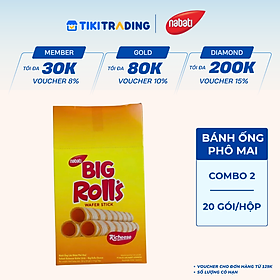 Combo 2 Hộp Bánh ống lớn nhân phô mai Nabati hộp 280g (14g x 20 gói)