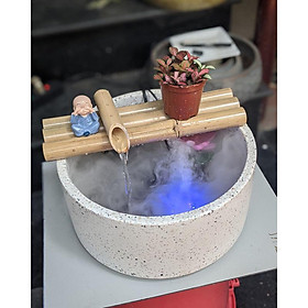 Mua Thác Nước Tre – Trang trí tiểu cảnh  ban công sân vườn non bộ hồ cá rất đẹp (đã bao gồm máy bơm và ống. Ko chậu và hoa)