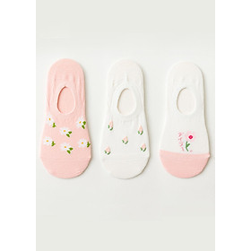 Set hộp 3 đôi tất nữ NICESOKS chất liệu cotton cao cấp, dáng lười ngắn cổ thể thao, họa tiết hoa cỏ , hàng chính hãng