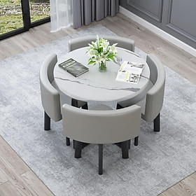 Mua Bộ Bàn Ăn Tròn 4 Ghế Da Cao Cấp  Bàn Ăn Gỗ Giả Vân Đá Sang Trọng