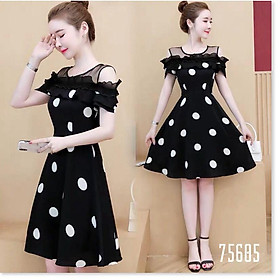 Đầm lụa chấm bi rớt vai nhẹ nhàng nữ tính cho bạn nữ / có size XXL OASAKA