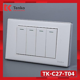 Mua Công Tắc 4 Hạt Âm Tường 1 Chiều 2 Chiều Cao Cấp Đa Năng Âm Tường Trắng Viền Bạc Cao Cấp TENKO TK-C27-T04