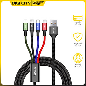 Dây cáp sạc đa năng Baseus Rapid 4 in 1 ( 2 Type-C, Micro USB, 1 Lighning) cho iPhone/ iPad, Smartphone & Tablet Android (3.5A, 1.2M, Fast charge 4 in 1 Cable) - Hàng Nhập khẩu