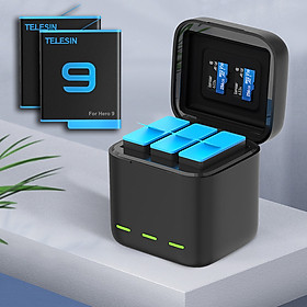 Mua Dock Sạc 3 + 2 Pin Cho GoPro 9 Telesin Có Nắp Đậy - Bộ Pin Sạc Cho GoPro Hero 9 (Hàng Chính Hãng)