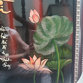 Mua Tranh sơn mài chữ Tài vẽ hoa sen 49x49 cm