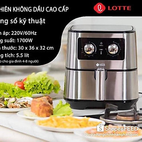 nồi chiên không dầu lotte_nhập khẩu hàn quốc tặng kèm sách- hàng chính hãng