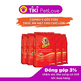 COMBO 5 Gói Thức Ăn Hạt Khô Cho Chó Lớn, Hạt Chó Trưởng Thành Fibs Adult 400g