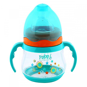 Bình Sữa Cổ Rộng Quai Cầm Pappi (150ml) - Xanh Ngọc