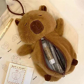 Túi Đựng hình Gấu Bông Capybara Nâu Dễ Thương Cho Bé