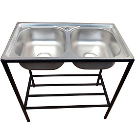 Mua Bộ Chậu rửa bát 2 hộc kèm chân sơn tĩnh điện cao cấp CBL04