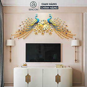 Mua Đồng hồ treo tường nghệ thuật SENCOM hình con công decor trang trí nhà cửa mã 686