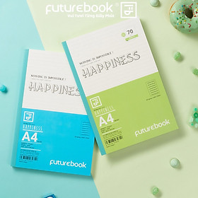 Sổ May Chỉ Dán Gáy Happiness A4- Kẻ Ngang- 70GSM- Phong cách Nhật Bản. VPP FUTUREBOOK. Giao mẫu ngẫu nhiên