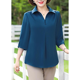 Áo Sơ Mi Kiểu Trung Niên Phối Nút Kiểu Áo Kiểu Quý Bà Size Lớn Cho Người Từ 50-80kg ROMI 3A01