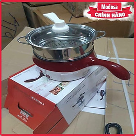 Mua Nồi Chiên Nấu Modosa Mini Đa Năng Chống Dính 2 Tầng Kèm Lồng Hấp Inox (Màu Ngẫu Nhiên) - Hàng Chính Hãng