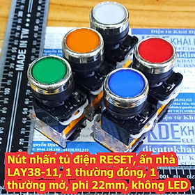 Mua Nút nhấn tủ điện RESET  ấn nhả LAY38-11  1 thường đóng  1 thường mở  phi 22mm  không LED có 5 màu kde7245