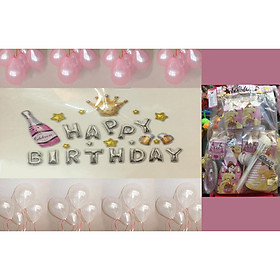 Bộ 11 món để bàn chủ đề công chúa và 2 sét trang trí trí sinh nhật cho bé gái giao chữ HAPPY BIRTHDAY ngẫu nhiên (Quà tặng cho bé là 2 đôi đũa trẻ em dài 20cm)
