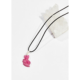 Dây chuyền phong thủy đá ruby nữ hoàng hồ ly ôm hoa mẫu đơn 1.8cm mệnh hỏa , thổ - Ngọc Quý Gemstones