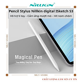 Mua Bút cảm ứng hỗ trợ tì tay không độ trễ mượt mà ổn định Nillkin iSketch S3 iPad Air Pro 11 12.9 13 Air 4 5 6 2018 10.2 - Hàng nhập khẩu