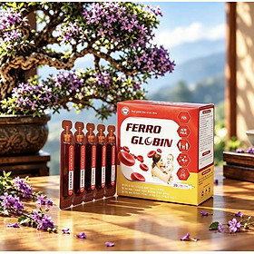 Ống uống Ferro Globin , Hộp 20 ống , Bổ sung sắt và acid folic, giảm thiếu máu do thiếu sắt