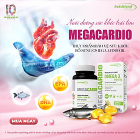 Viên uống dầu cá Omega 3 - Hỗ trợ bổ não, cải thiện thị lực, giảm Cholesterol, Hotchland MegaCardio-Hàng chính hãng -HL4578