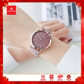 Đồng Hồ Nữ Julius Hàn Quốc JA-1017D Dây Da Màu Hồng