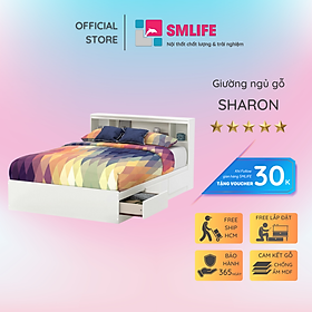 Giường bằng gỗ MDF kết cấu chắc chắn SMLIFE Sharon